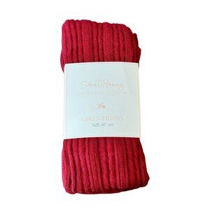 NEW Sweet Honey Wine Red Ribbed Tights 4-6